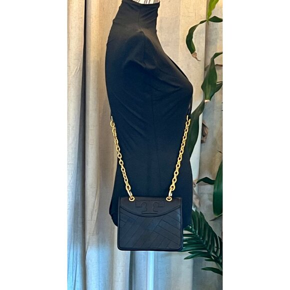 AUTHENTIC TORY BURCH SMALL BLACK QUILTED LEATHER FLEMING HANDBAG - Picture 4 of 9